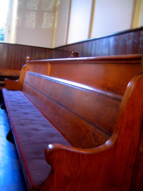 A bench in a traditional Quaker meeting room